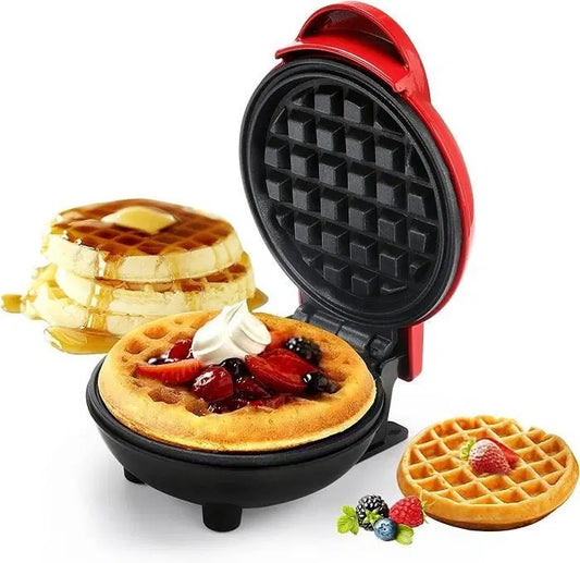 Compact Red Electric Waffle Maker - 350W | Quick & Easy Waffles at Home