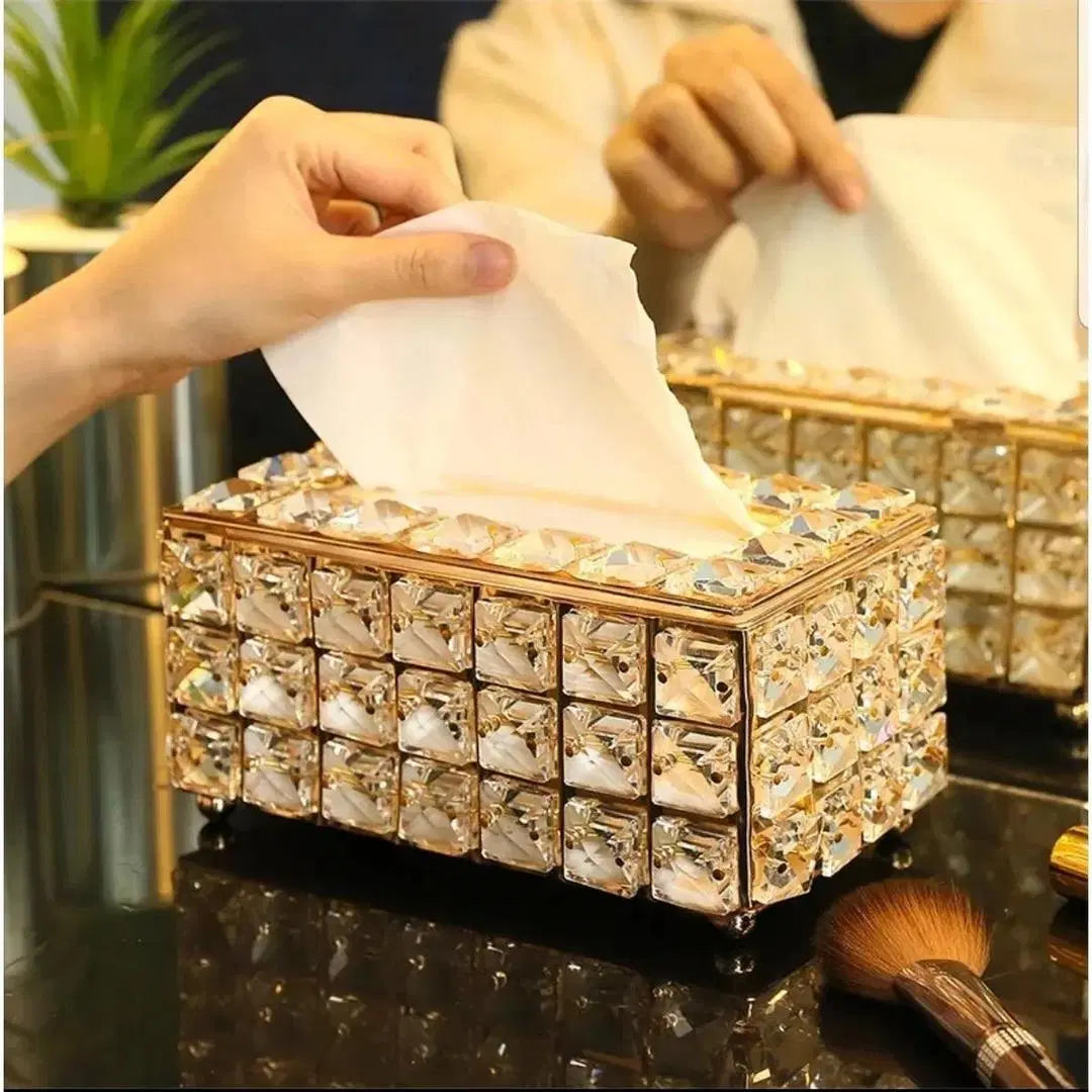 Stylish Golden Tissue Box - 1 Pc for Enhancing Interior Decor