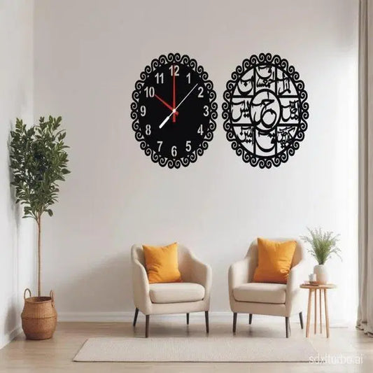 Modern Black MDF Wood Analog Wall Clock – Stylish and Durable for Home & Office