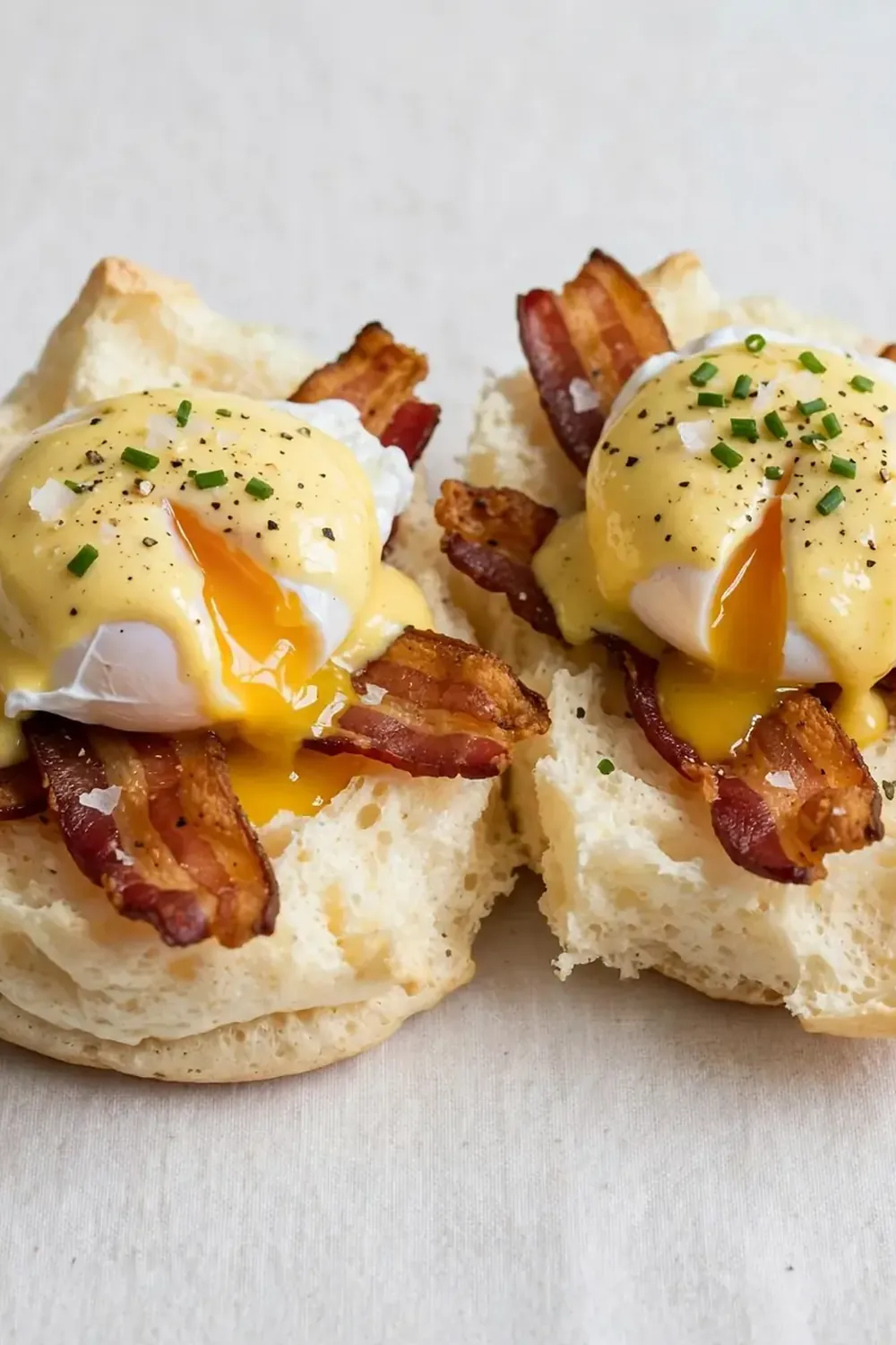 Keto Eggs Benedict with Turkey Bacon on Cloud Bread