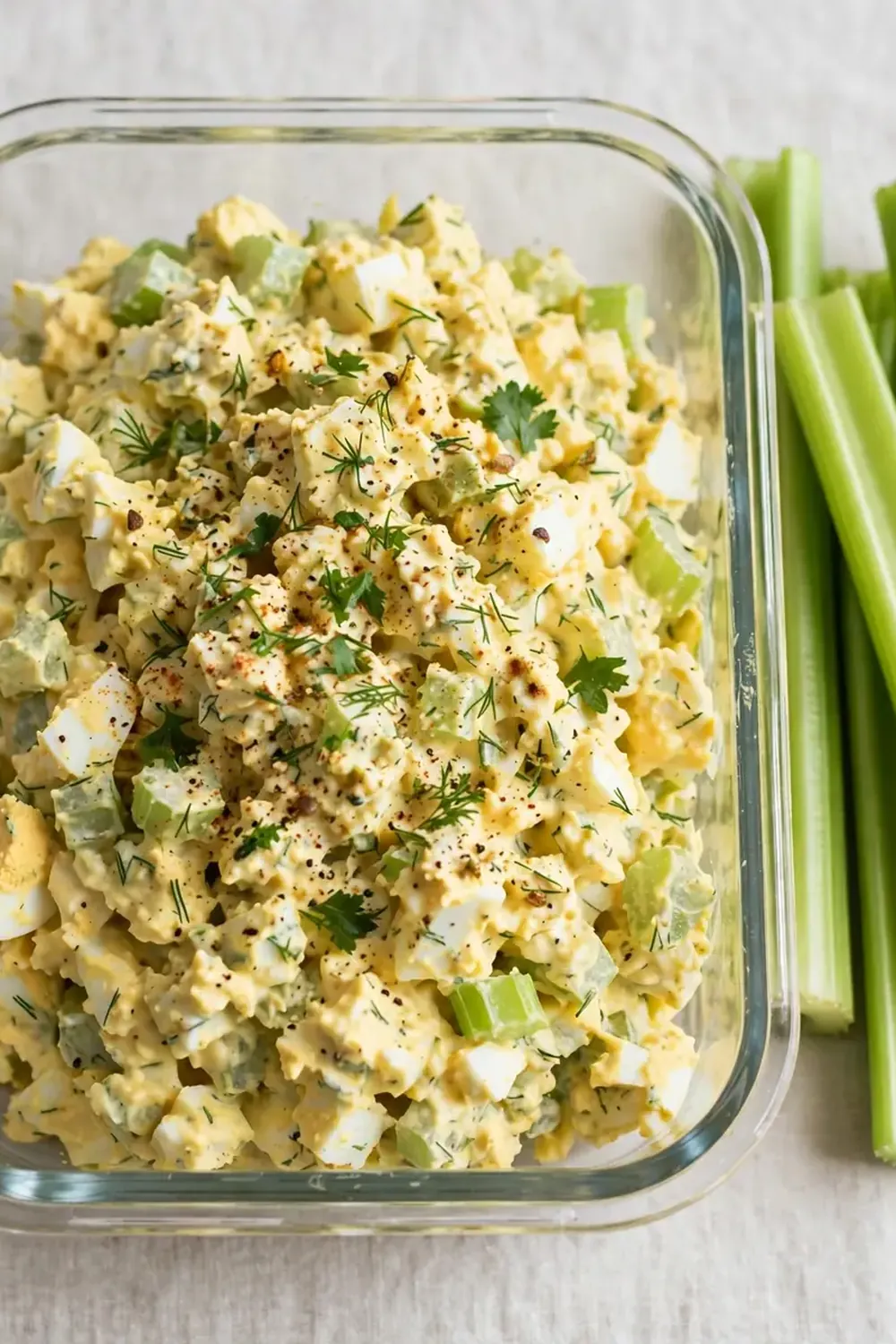 Meal Prep Egg Salad with Celery Sticks