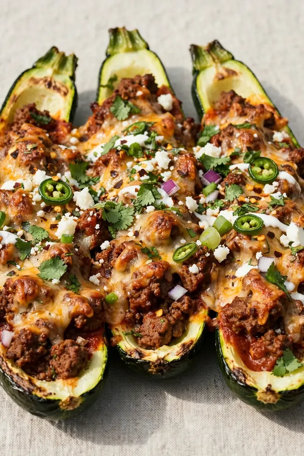 Beef Enchilada Zucchini Boats
