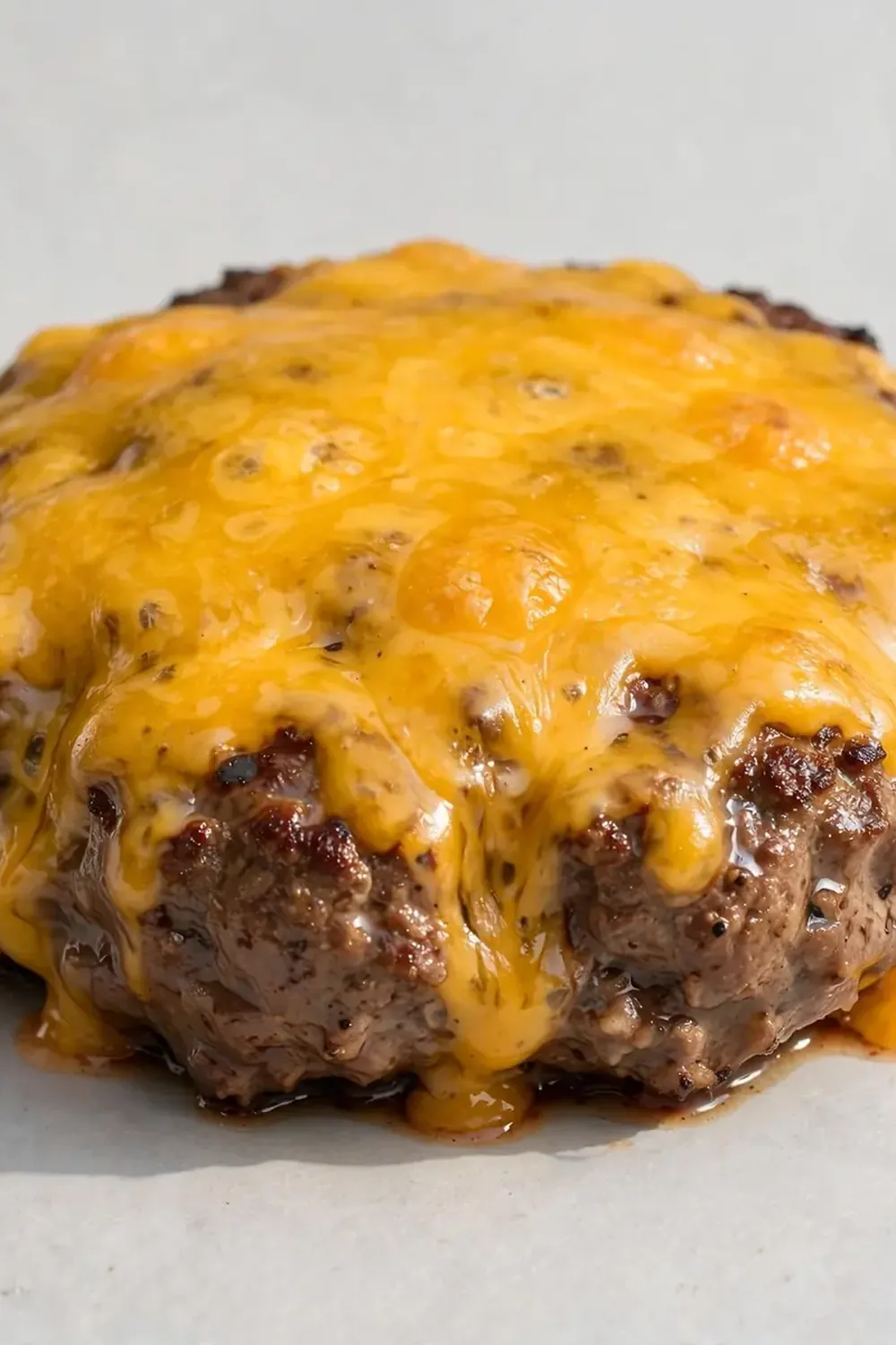 Plain Beef Patty with Melted Cheddar Cheese