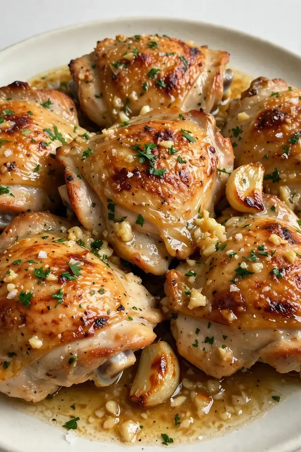 Baked Chicken Thighs with Skin and Garlic Butter