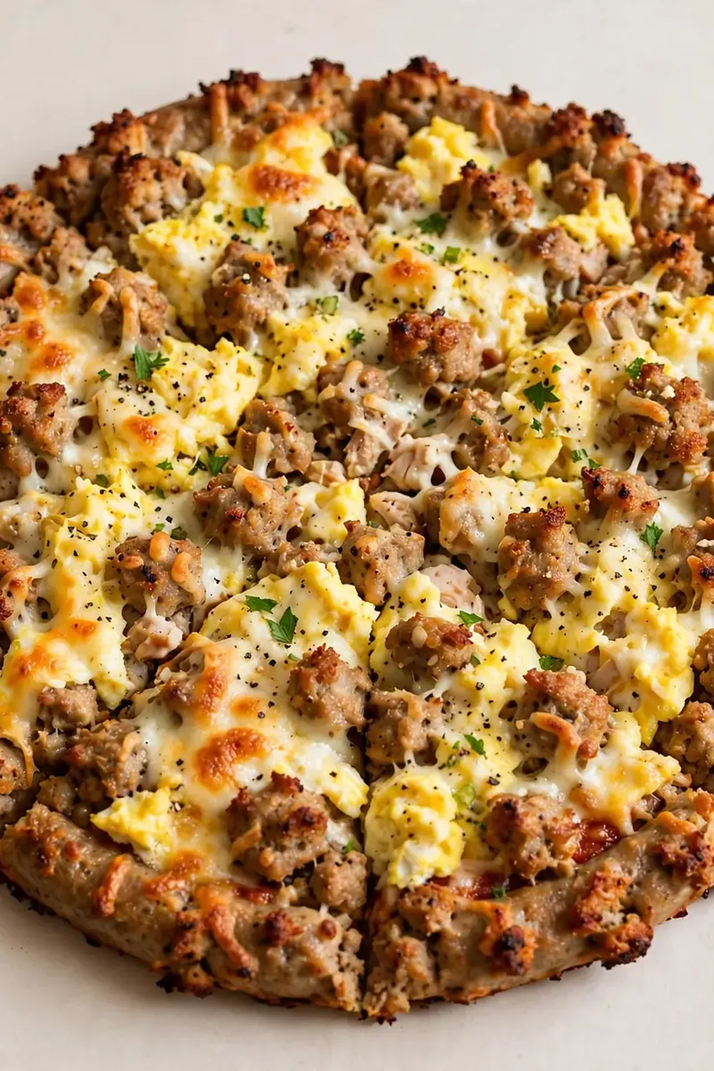 Keto Sausage Crust Breakfast Pizza (Turkey Sausage)