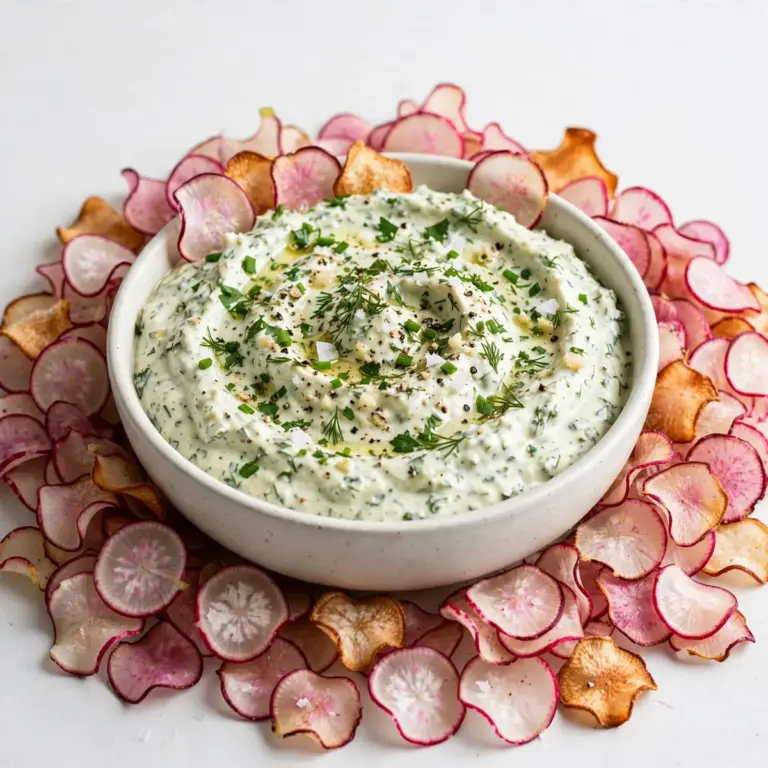 Budget-Friendly Meal Prep: Creamy Garlic Herb Dip with Radish Chips