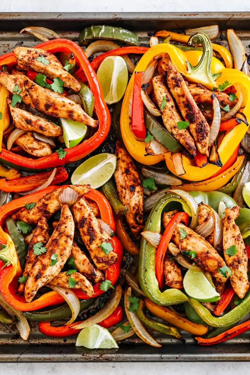 Sheet Pan Chicken Fajitas with Pepper and Onion Bowls