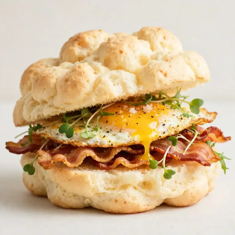Budget-Friendly Turkey Bacon Egg Cloud Bread Sandwich