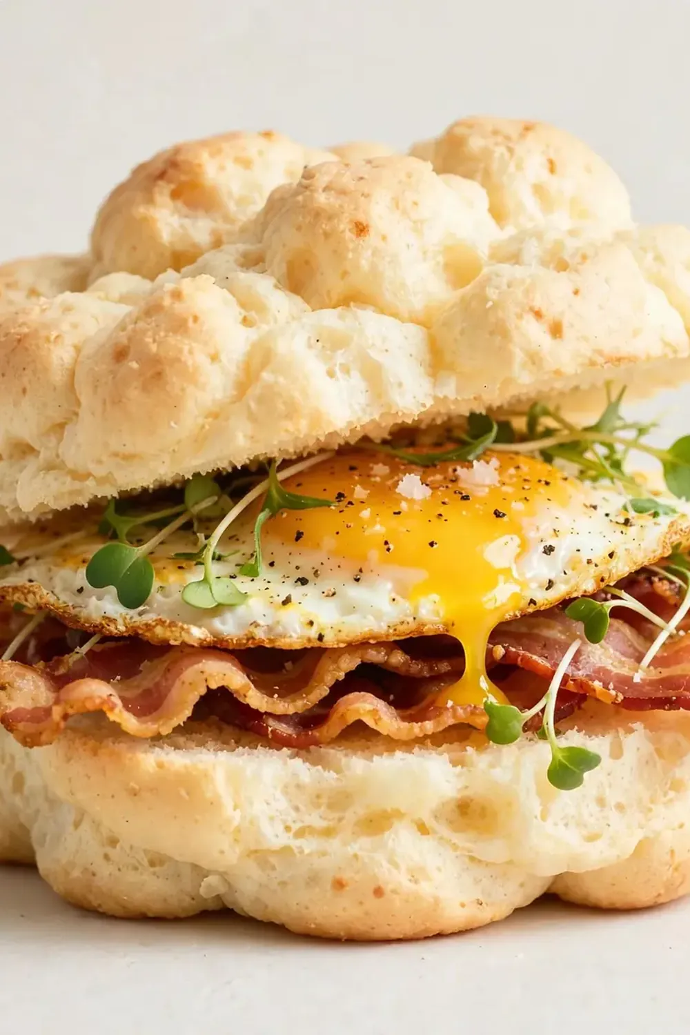 Turkey Bacon and Egg Cloud Bread Sandwich