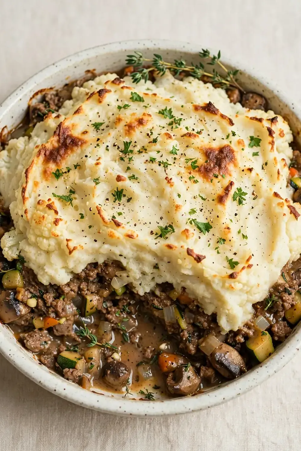 Keto Shepherd's Pie (Mashed Cauliflower Topping)