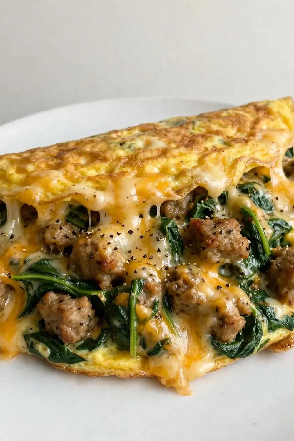 Cheesy Spinach and Turkey Sausage Omelet