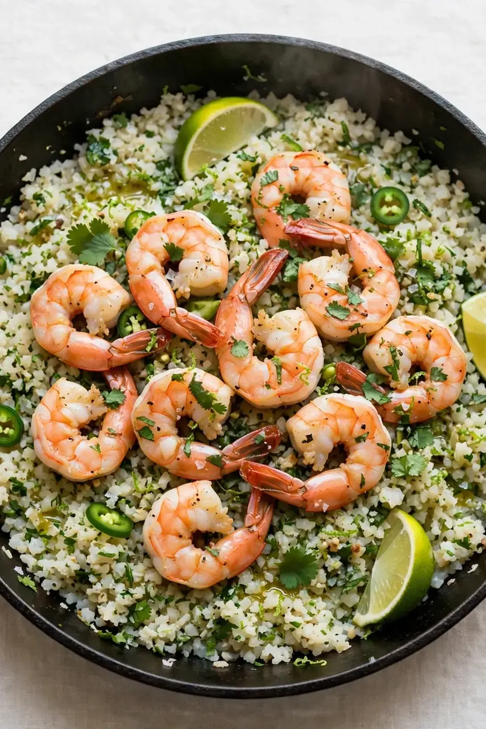 Cilantro Lime Shrimp Skillet with Cauliflower Rice