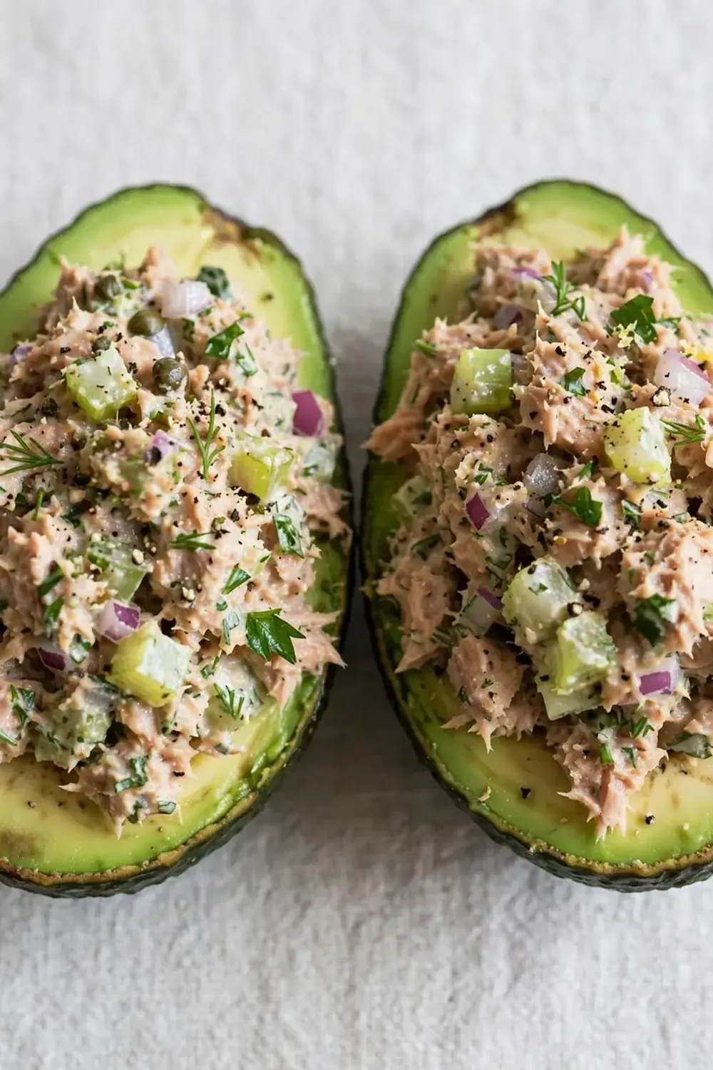 Quick Tuna Salad Loaded Avocado Halves